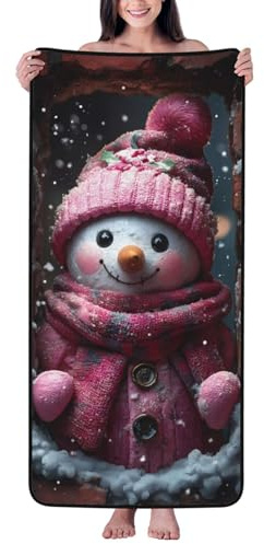 Badetücher, Weihnachtsmotiv, niedlicher Schneemann, Duschtücher für Badezimmer, sehr saugfähig, weich, groß, Badetuch, Badetuch, Badetücher, 68 x 140 cm