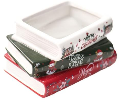 Folpus Jardinière de Noël en céramique pour Fleurs, Statue décorative en Forme de Livre, Pot de Fleurs, Vase pour Table de Maison