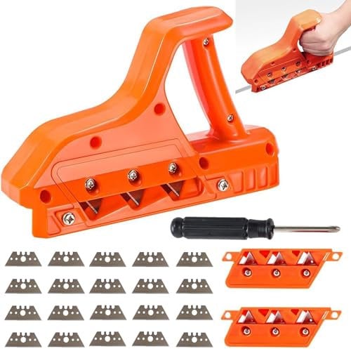 Yuentoen Kantenhobel für Gipskarton,Gipskarton Kantenschneider mit 20 Klingen and Schraubendreher, Gipskarton Kantenhobel, Fasenschneider Handhobel Mit 45° Und 60° Balden
