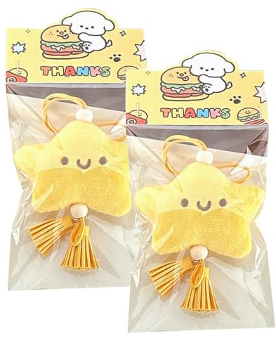 2 PCS Anneau porte clé, Pendentif Grinçant, Porte-clés Mignons, Poupées étoiles, Breloques de sac à dos, Poupées, Pendentifs en Peluche Petite étoile, Anneau Porte clé