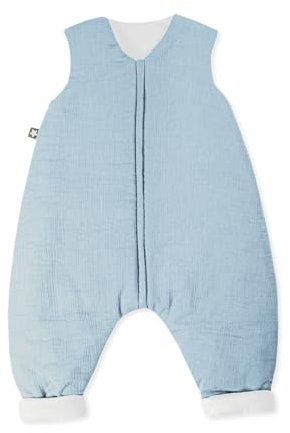 Julius Zöllner Schlafoverall Jumper gefüttert Musselin 2,5 TOG Gr. 92 | 100% Baumwollmusselin | Oeko-TEX Standard 100 | Denim