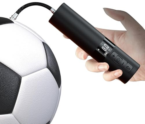 Electric Ball Pump, Lcd Display Digital Air Pump, 6.54x1.65 x 1.65inches Rechargeable Automatic Inflator, Fast Multi Sport Precision Ball Inflation for Soccer, Basketball, Football