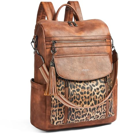 Shrrie Laptop-Rucksack für Damen, 15,6 Zoll Reise-Rucksack aus Leder, Handgepäck-Rucksack Computertasche wasserabweisend für College Business Arbeit Freizeit Tagesrucksack