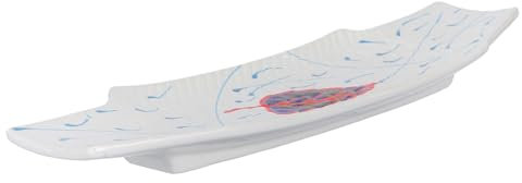 Mobestech Ceramic Fish-Shape Sushi Plate Shark Attack Sushi Serving Dish Japanese Style Plate