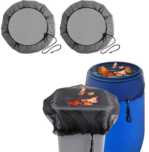 2 Stück Verstellbares Regentonnennetz – Hochwertige Abdeckung mit Zugkordel, Schutz vor Laub, Unrat und Insekten, Wetterbeständig,Schutznetz für Regentonne, Regentonne Abdeckung (60cm)