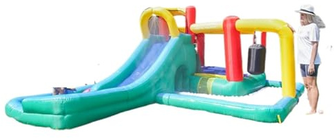 IXMLDAXD Bouncy Castle, Space Trampoline Family Backyard Outdoor Hüpfburg und Rutsche, 485 x 380 x 190 cm