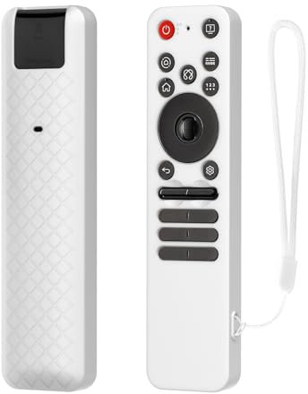 Funda de silicona para LG MR25GA Magic Remote Case (Serie 2025 OLED C5 B5 G5 M5), antigolpes y antideslizante, con Lanard para mando a distancia LG Smart TV, color blanco