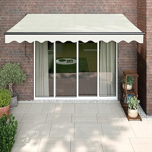 Tenda da patio retrattile motorizzata/manuale 3 x 2,5 m, tenda parasole per esterni, vela ombreggiante per balcone e terrazza - Tessuto color crema, struttura in alluminio, resistente agli agenti
