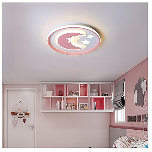 Lustre, Lustres LED Plafonnier LED Moderne Compatible avec Les Enfants Chambre de bébé Décoration de Chambre Rose Bleu Montage en Surface Lampe étoile de Lune Éclairage intérieur Intérieur Moderne(BL