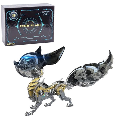 3D Metall Puzzle Tier, Steampunk Mechanisch Fuchs Modellbausatz, DIY Montageblock Puzzle Geschenk Schreibtischdekoration (339 Teile)