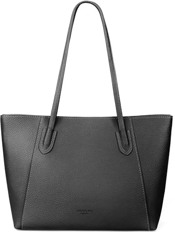 Laxee Handbags for Women, Leather 14-15.6 Inch Laptop Tote Bag with Zip and Pocket, Simple Waterproof Ladies Laptop Handbag Shoulder Bag, Elegant Tote Bags for School Work Travel Shopping Daily Use