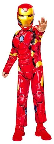 Zeus Party Costume Iron Man per Bambini, Taglia 7-8 Anni, Rosso e Oro, Include Tuta Integrale con Dettagli Stampati e Maschera Rigida, per Feste di Carnevale