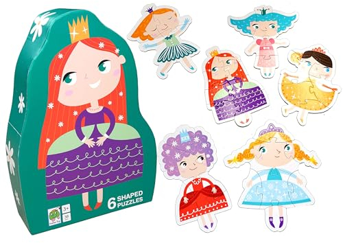 Barbo Toys - Prinzessinnen-Deko-Puzzle - Puzzle Für kleine Kinder - 6 geformte Puzzles mit verschiedenen Prinzessinnen