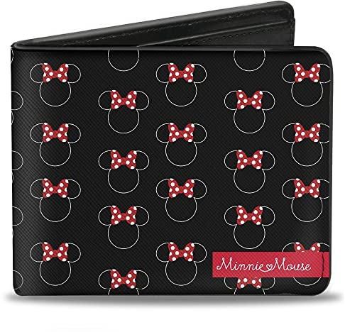 Buckle-Down Herren Icon Monogramm/Minnie Mouse Banner Reisezubehör-Bi-Fold-Brieftasche, Mehrfarbig, Standard größe