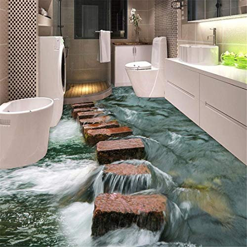 Benutzerdefinierte 3D Boden Aufkleber Vinyl Wandbild Tapete Für Wände 3 D Fluss Steine Bad Boden Decor Papier PVC selbstklebende Tapete, 150 * 105 cm