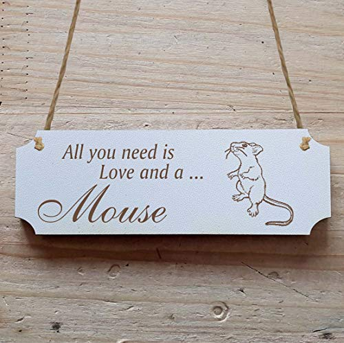 Schild « MAUS » 20 x 6,7 cm - Dekoschild Holzschild Türschild Zoo Safari Tierpark Haustier