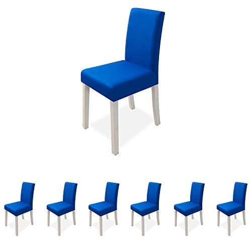 VanderHOME Stuhlhussen Stretch Esszimmer Stuhlhussen Polyester Stuhl Sitzschutz Schonbezug für Küche Hochzeit Partys Bankett 6 Stück Set, Dunkelblau