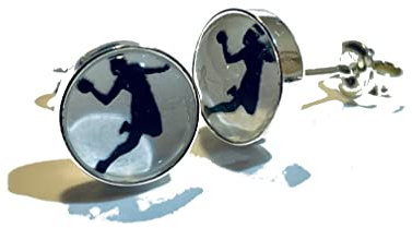 Handball Handballerin 925 Sterling Silber 8mm Ohrringe Ohrstecker