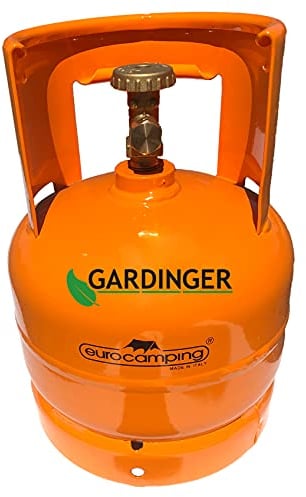GARDINGER befüllbare 2 kg Gasflasche orange mit Kragen Propan/Butan mit Anschluss 3/8