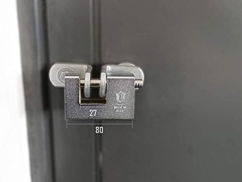 F.T. 933 + BUNKER – Kit de seguridad para puertas y portones furgonetas, camiones – Candado reforzado de acero + ojales (80mm)