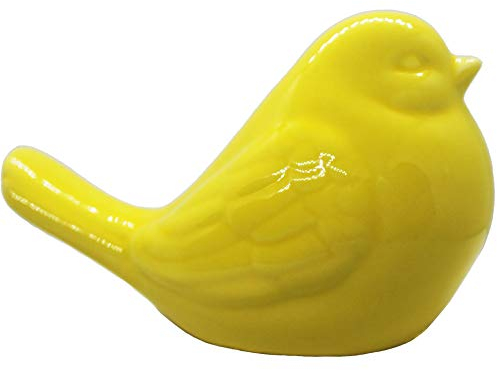 realideas Gelbe Vogel-Figur, Keramik, mollige Vogel-Figur, Landhaus, Tier, Vogelstatue, Dekorationen für Zuhause, Garten, Dekoration, Akzente