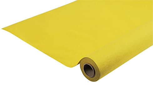 Pronappe - Réf. R581524I - Nappe jetable en rouleau de 15 M de long X 1,20 M de large - Intissée Airlaid, matière effet textile avec un tombé parfait, proche du tissu - Couleur jaune