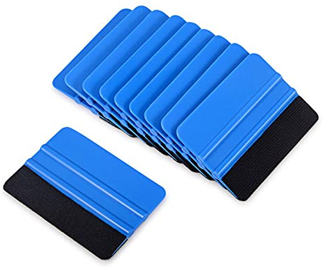 Kunststoff-Rakel,Asudaro 10StFolienrakel mit Filzkante Folienrakel Autofolienschaber Autoabziehbilder Vinyl Wrap Tint Tools Rakel für Auto, Möbelfolie, Fensterfolie, Tönungsfolie, Wandtatto,Blau