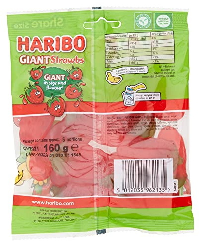 Haribo Riesen-Trinkhalme, vegetarisch, 160 g, 12 Packungen