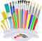 Jiosdo Kids Paint Brushes, 19Pcs Childrens Painting Brushes Set with Paint Palettes, Colorful Paint Brushes for Children Toddlers Beginners, Art Paint Brushes for Watercolor, Oil, Acrylic, Face