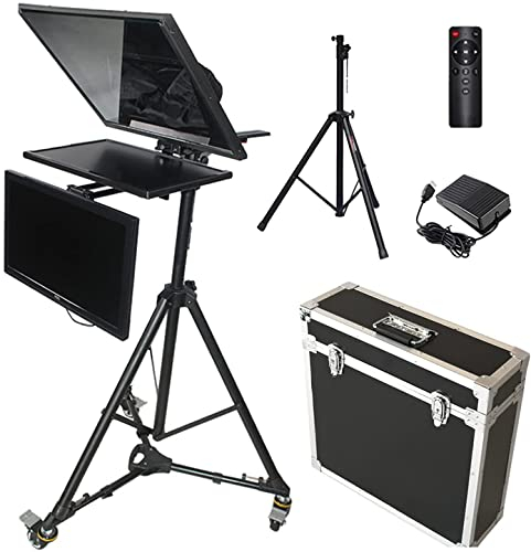 50,8 cm (20 Zoll) Aluminium-Teleprompter für Tablets mit gehärtetem optischem Glas und Fernbedienung mit LCD-Bildschirm, unterstützt Xp Win7 Win10-System für Studio-Videos und Live-Modelle