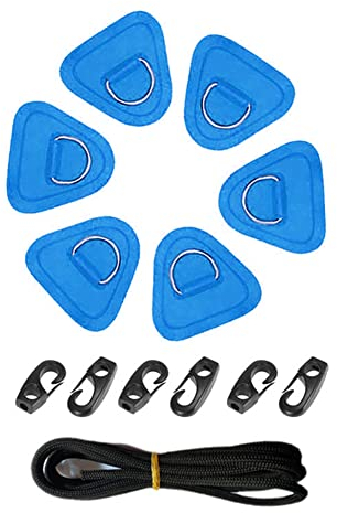 6PCS D-Ring Pad Patch,MoreChioce Inflatable Boat Pad Patch D-Ring Patch Inflatable Boat Raft Dinghy Kayak Boat Deck Attachment Kit for Boat Kayak Sup Canoe Inflatable Boats,Blue