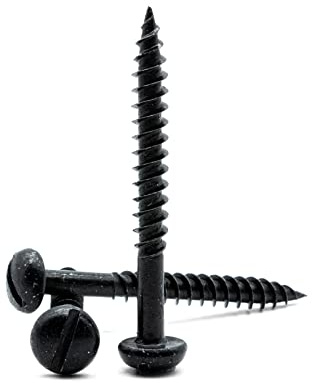 Hippo Hardware (4mm X 25mm) Black Japanned Slotted Round Dome Slot Head Passivated Wood Screws (Pack of 20) (No.8 X 1)