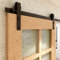 Herrajes Puertas Correderas Doble 366cm Rieles Kit Puerta Corredera Negro para 2 Puerta Corredera Madera 91cm Ancho, Pequeña Rueda J-forma