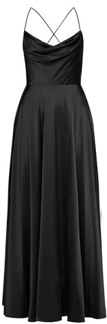 Vera Mont Damen Abendkleid mit Wasserfallausschnitt Schwarz,36