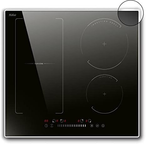 Hobsir hob 4 Zone Induction Hob, Electric hob 59cm, 7200W Built-in Cooktop with Flexible Zone, Touch Control,9 Power Levels,Child Safety Lock,220-240V