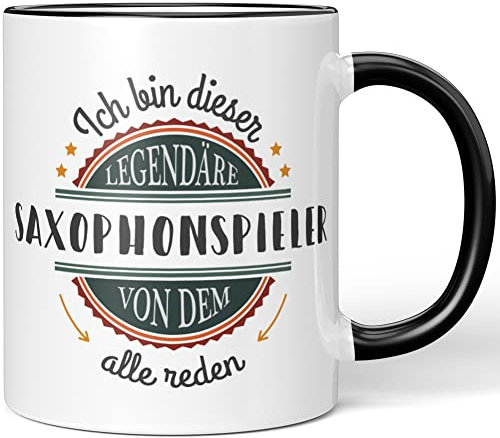 JUNIWORDS Tasse, Ich Bin Dieser legendäre Saxophonspieler, von dem alle reden, Schwarz (5066434)