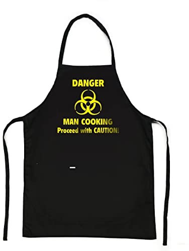 BILMASEE Danger Man Cooking Apron Novelty BBQ Party Funny Joke, FULL LENGTH THICK COTTON TWILL, 2 FRONT POCKETS