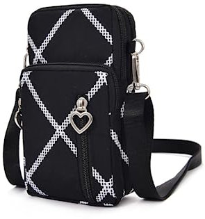 Narunii Petit Sac Téléphone Portable Femme,Sac de téléphone Portable,Bandoulière Portefeuille Poche,Crossbody Pochette Sacoche Running (Barre Blanche Sergé)