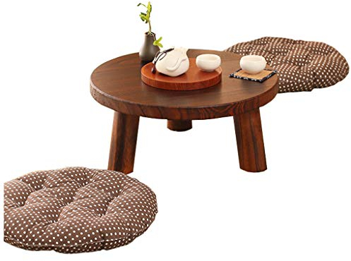 XIBANY Runder niedriger Tisch aus Holz in der Mitte, mit Kissen, Beistelltisch, Mini-Tisch, allein lebend, modisches Geschirr, Breite 40/50 cm/#1/50 cm x 21 cm Feito NA China