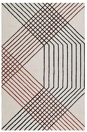 Wecon Home Moderner Esprit Kurzflor Teppich mit Linien Muster für Wohnzimmer, Schlafzimmer und Kinderzimmer – Bass (110 x 170 cm, beige)