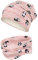 Maja Übergangsmütze + Schlauchschal Beanie Stoffmütze Mädchenmütze im Set Loop Baumwolle, Größe: 50-52, Farbe: Rosa-Panda