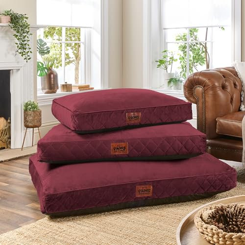 Slumberdown Luxury Padded Large Dog Bed (70 * 100 * 20cm) - Supportive, Cushioned & Washable Crate Mattress for Puppies, Dogs & Cats | Orthopedic, UK-Made, Non-Slip Base, Burgundy