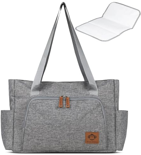 Micu Micu Bolso Carro Bebe | Pañaleras para Bebes | Bolso Maternidad Hospital con Cambiador Bebé Portátil | Bolso Organizador de Gran Capacidad | Tejido Impermeable | 50x14x30cm (Gris)