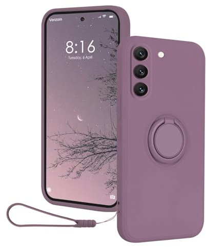 CAIOUS Silikon Hülle für Samsung Galaxy S24 Plus(2024 6.7 Zoll),Ring Case 360 Grad Halter Ständer handyhülle mit Band Kette innem Microfaser Magnetischen Autohalterungen Cover (Lila)