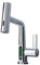 Kocusu Grifo de cocina extensible con indicador de temperatura LED, rotación de 360°, grifo de cocina con 60 cm, grifo de cocina de alta presión con 3 tipos de chorro (plata)