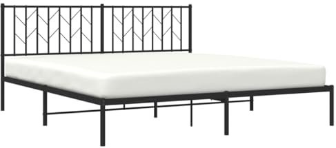 vidaXL Bettgestell, Bettrahmen mit Kopfteil, Bett Gästebett mit Stauraum, Metallbett Doppelbett Schlafzimmerbett, Schwarz 183x213cm Metall