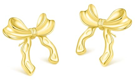 Bow Ohrringe Schleifen Ohrringe Gold 14K Band Ohrstecker für Damen Kleine Schleife Ohrringe