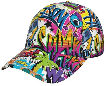 Unisex Golf Cap mit buntem Graffiti-Muster, verstellbar und atmungsaktiv für Alltag und Outdoor-Aktivitäten