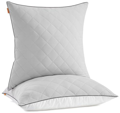 SONGMICS HOME Kopfkissen 2er Set, beidseitig verwendbar, 80 x 80 cm, Kissen, kühlender, weicher Bezug, 1200 g Füllung, Winter, Sommer, maschinenwaschbar, Taubengrau TBP022G02