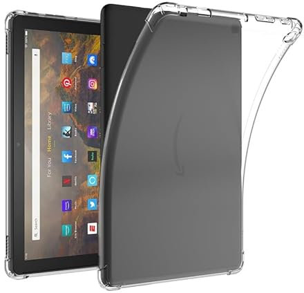 QISUO Cover for Amazon Fire HD 10 Tablet (7th Generation and 9th Generation, 2017 and 2019 Release) Shockproof Drop Soft Clear TPU Protective Shell Case